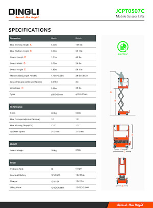 Piattaforme aeree verticali a pantografo su ruote Dingli JCPT0507C