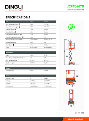 Piattaforme aeree verticali a pantografo su ruote Dingli JCPT0607B