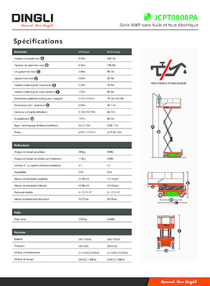 Piattaforme aeree verticali a pantografo su ruote Dingli JCPT0808PA