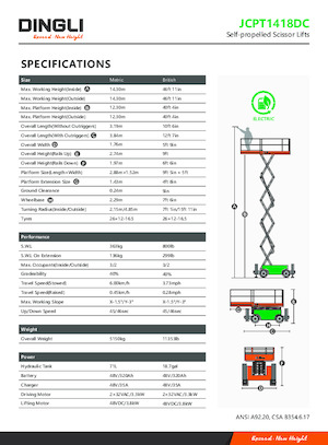 Piattaforme aeree verticali a pantografo su ruote Dingli JCPT1418DC