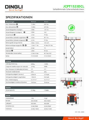 Piattaforme aeree verticali a pantografo su ruote Dingli JCPT1523DCL