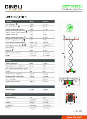 Piattaforme aeree verticali a pantografo su ruote Dingli JCPT1523DCL