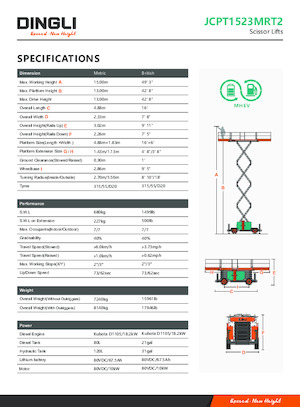 Piattaforme aeree verticali a pantografo su ruote Dingli JCPT1523MRT2