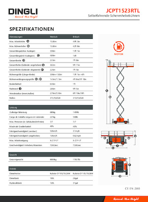 Piattaforme aeree verticali a pantografo su ruote Dingli JCPT1523RTL