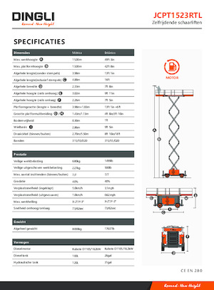 Piattaforme aeree verticali a pantografo su ruote Dingli JCPT1523RTL