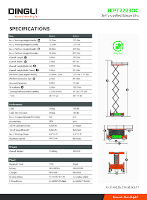 Piattaforme aeree verticali a pantografo su ruote Dingli JCPT2223DC