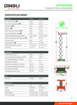 Piattaforme aeree verticali a pantografo su ruote Dingli JCPT2223DC