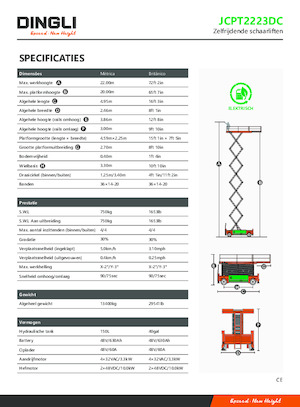 Piattaforme aeree verticali a pantografo su ruote Dingli JCPT2223DC