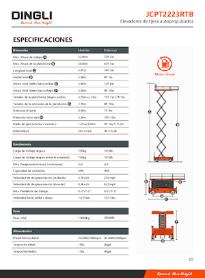 Piattaforme aeree verticali a pantografo su ruote Dingli JCPT2223RTB