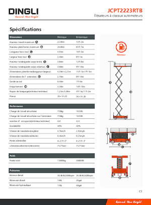 Piattaforme aeree verticali a pantografo su ruote Dingli JCPT2223RTB