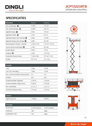 Piattaforme aeree verticali a pantografo su ruote Dingli JCPT2223RTB