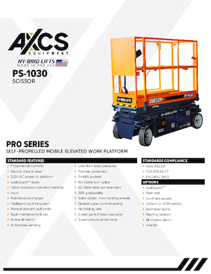 Piattaforme aeree verticali a pantografo su ruote AXCS PS-1030 