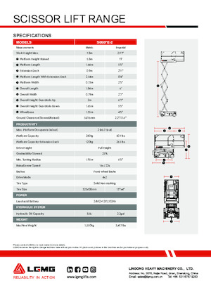 Piattaforme aeree verticali a pantografo su ruote LGMG  S0607E-2
