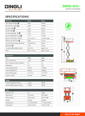 Piattaforme aeree verticali a pantografo su ruote Dingli S0608-ACE+