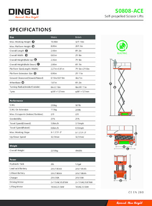 Piattaforme aeree verticali a pantografo su ruote Dingli S0808-ACE