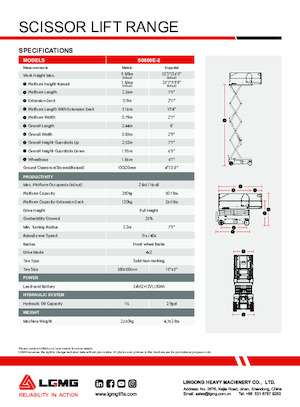 Piattaforme aeree verticali a pantografo su ruote LGMG  S0808E-2