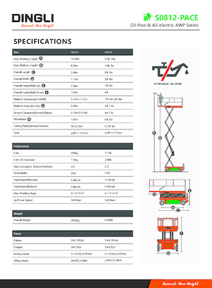 Piattaforme aeree verticali a pantografo su ruote Dingli S0812-PACE