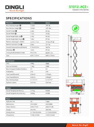 Piattaforme aeree verticali a pantografo su ruote Dingli S1012-ACE+