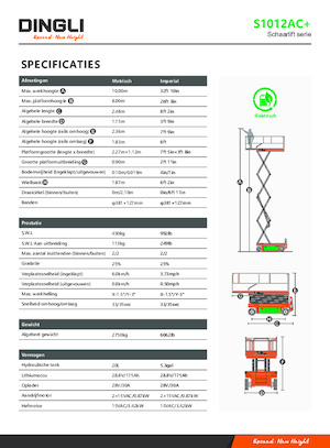 Piattaforme aeree verticali a pantografo su ruote Dingli S1012AC+