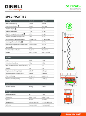 Piattaforme aeree verticali a pantografo su ruote Dingli S1212AC+