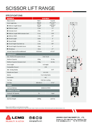 Piattaforme aeree verticali a pantografo su ruote LGMG  S1212E-2