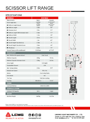 Piattaforme aeree verticali a pantografo su ruote LGMG  S1413E-2
