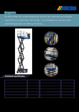 Piattaforme aeree verticali a pantografo su ruote Aichi SV06ENL