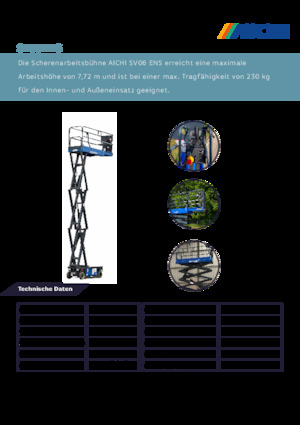 Piattaforme aeree verticali a pantografo su ruote Aichi SV06ENS