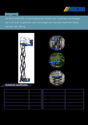 Piattaforme aeree verticali a pantografo su ruote Aichi SV06ENS