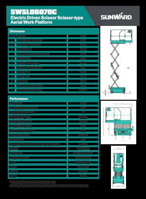Piattaforme aeree verticali a pantografo su ruote Sunward SWSL 0607 DC