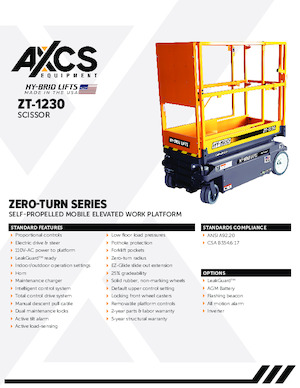 Piattaforme aeree verticali a pantografo su ruote AXCS ZT-1230