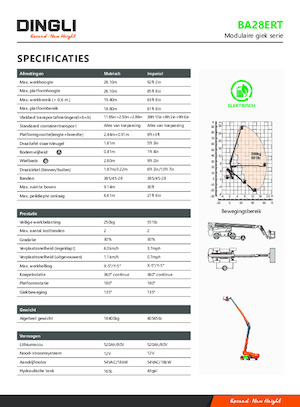 Piattaforme aeree telescopiche gommate Dingli BA28ERT