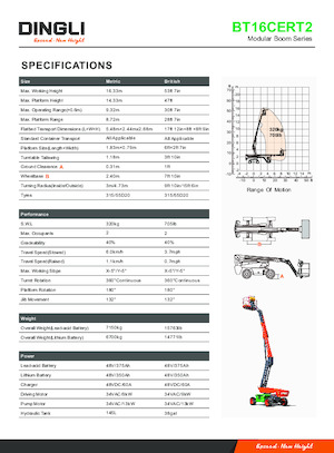 Piattaforme aeree telescopiche gommate Dingli BT16CERT2