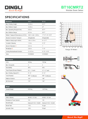Piattaforme aeree telescopiche gommate Dingli BT16CMRT2