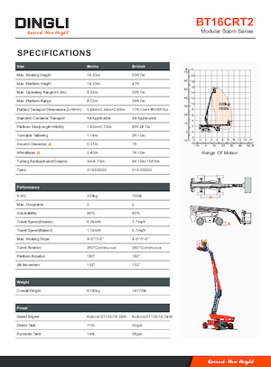 Piattaforme aeree telescopiche gommate Dingli BT16CRT2