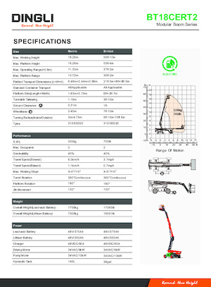Piattaforme aeree telescopiche gommate Dingli BT18CERT2
