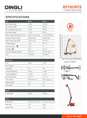 Piattaforme aeree telescopiche gommate Dingli BT18CRT2