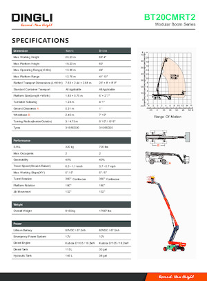 Piattaforme aeree telescopiche gommate Dingli BT20CMRT2