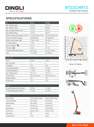 Piattaforme aeree telescopiche gommate Dingli BT22CHRT2