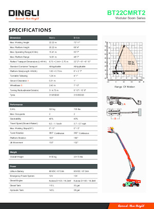 Piattaforme aeree telescopiche gommate Dingli BT22CMRT2