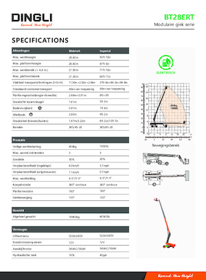 Piattaforme aeree telescopiche gommate Dingli BT28ERT