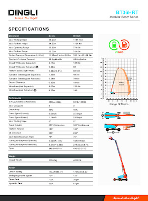 Piattaforme aeree telescopiche gommate Dingli BT36HRT