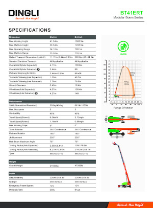 Piattaforme aeree telescopiche gommate Dingli BT41ERT