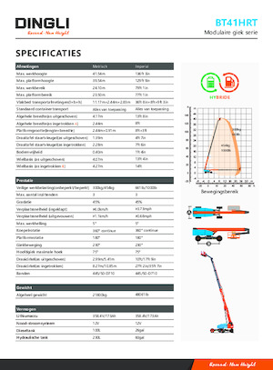Piattaforme aeree telescopiche gommate Dingli BT41HRT