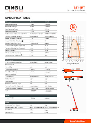 Piattaforme aeree telescopiche gommate Dingli BT41RT