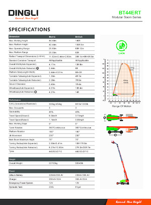 Piattaforme aeree telescopiche gommate Dingli BT44ERT