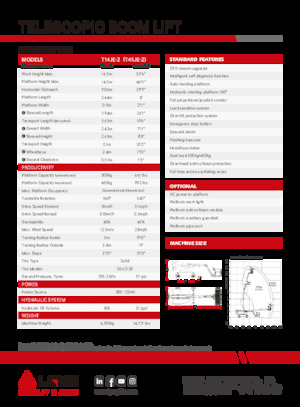 Piattaforme aeree telescopiche gommate LGMG  T14JE-2