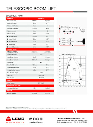 Piattaforme aeree telescopiche gommate LGMG  T18JE-2