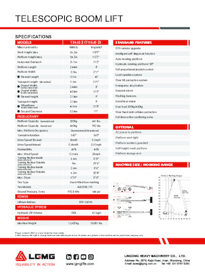 Piattaforme aeree telescopiche gommate LGMG  T34JE-2