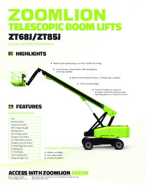 Piattaforme aeree telescopiche gommate Zoomlion ZT85J